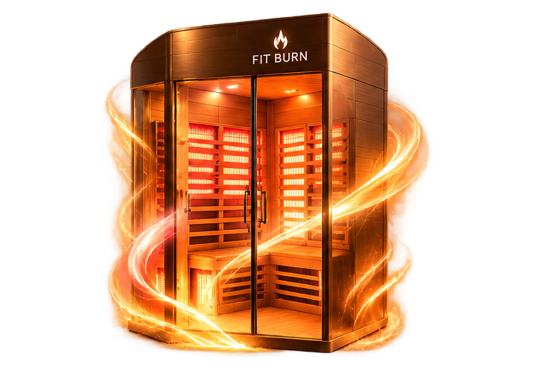 Approved FIT BURN infrared sauna artwork with amber light